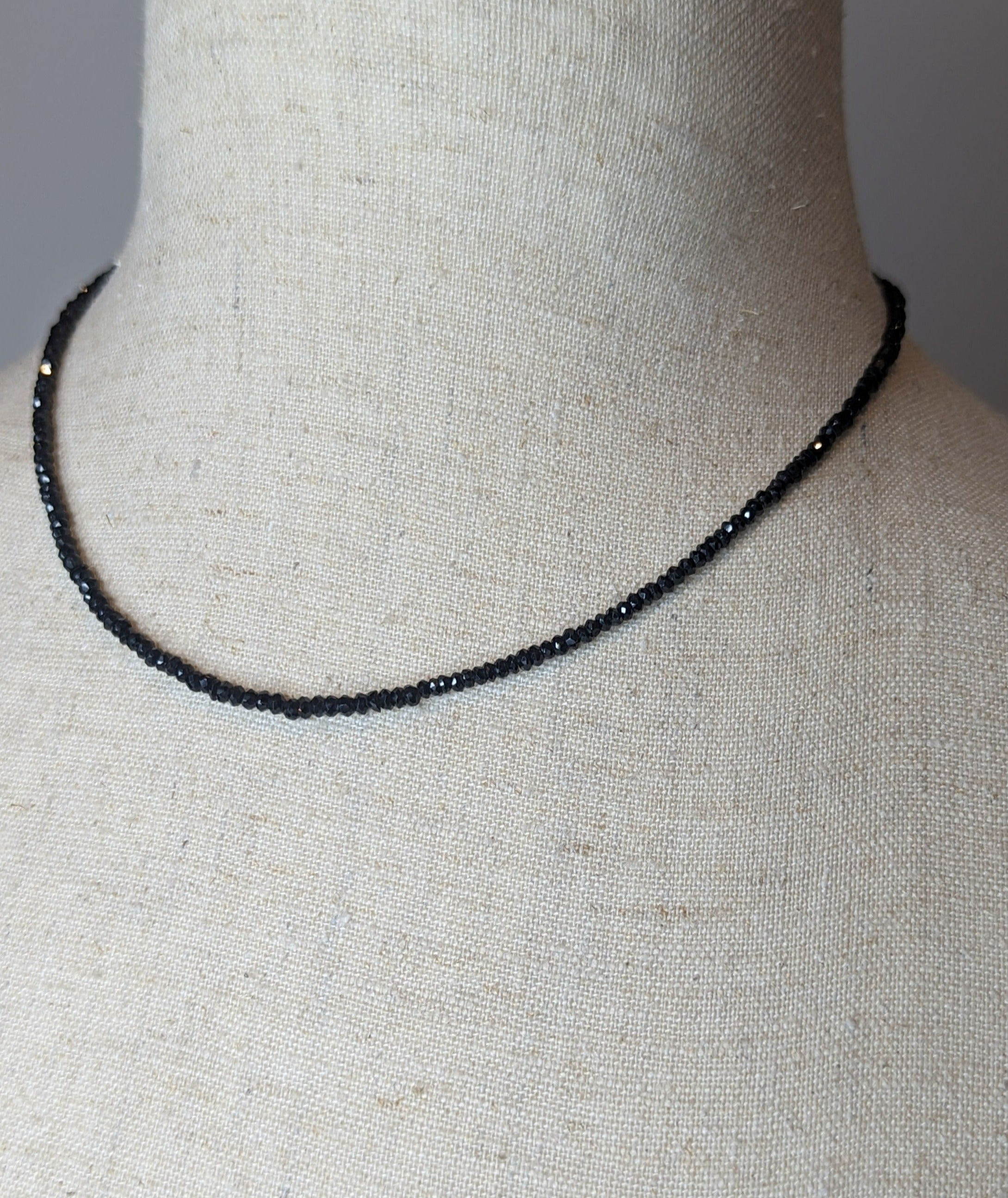 Natural Faceted offers Black Spinel Gemstone and Pave Diamond Oxidized Sterling Silver Necklace