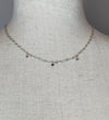 Sterling Silver 'Diamond-Chain & Pink Sapphire Necklace