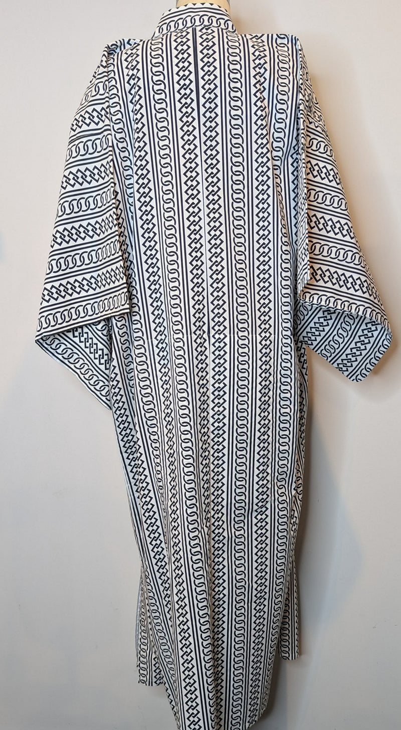 Black & White Patterned Japanese Cotton Kimono