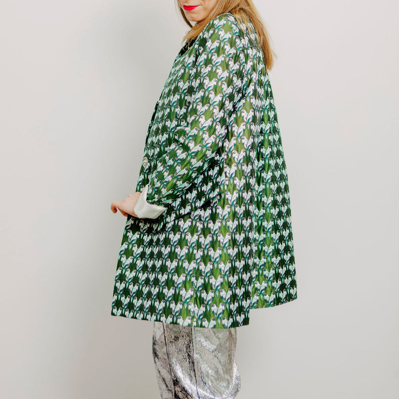 Maje Jaquard Metallic Parrot Print Coat