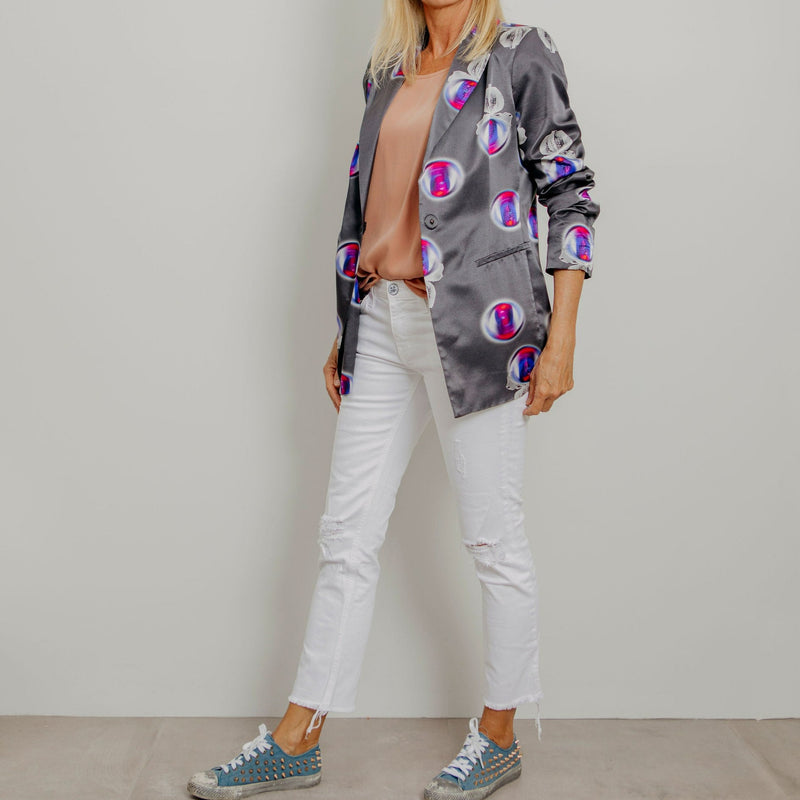 Scanlan & Theodore Grey / Multicolour Pattern Silk Blazer