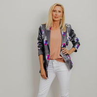 Scanlan & Theodore Grey / Multicolour Pattern Silk Blazer