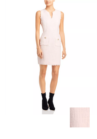 Karl Lagerfeld Paris Pale Pink Tweed Sheath Dress