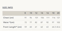 Nancy Bird Size chart