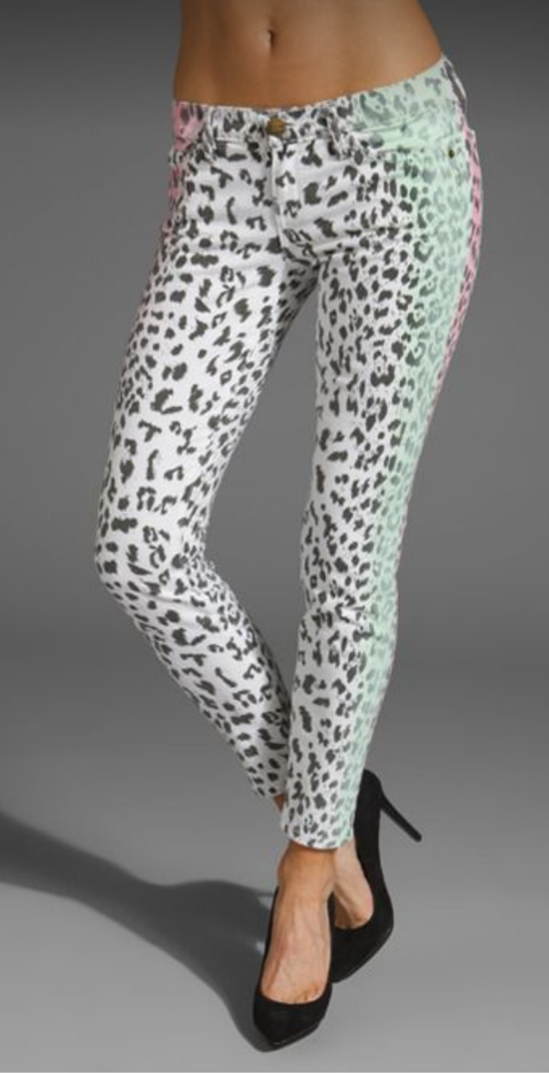 Current Elliott The Stiletto Multi Airbrush Animal Print Skinny Jeans