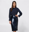 Preview Blue Stretch Sequin Skirt Knee Length