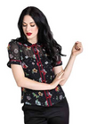 Hell Bunny Lovebird Retro 50s Rockabilly Sheer Tattoo Prints Blouse