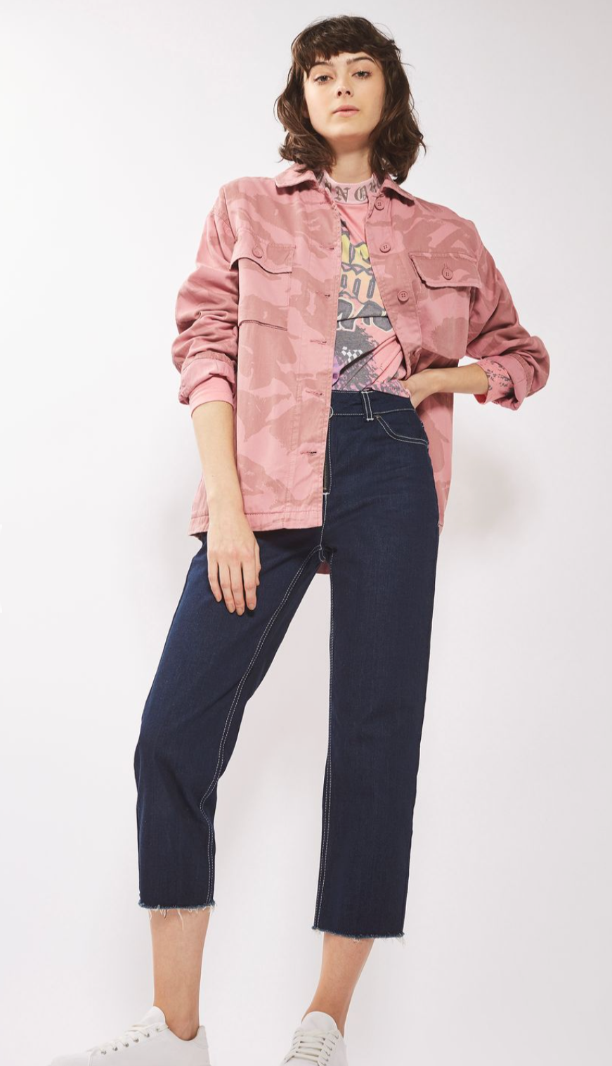 Topshop Pink Cammouflage Shacket