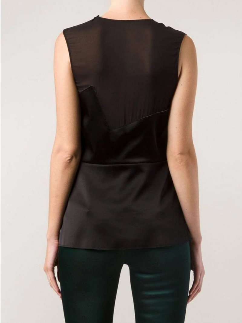 3.1 Phillip Lim Sheer Asymmetric Peplum Paneled Top