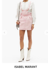 Isabel Marant Pink Denim Square Neck Mini Pinafore Dress