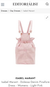 Isabel Marant Pink Denim Square Neck Mini Pinafore Dress