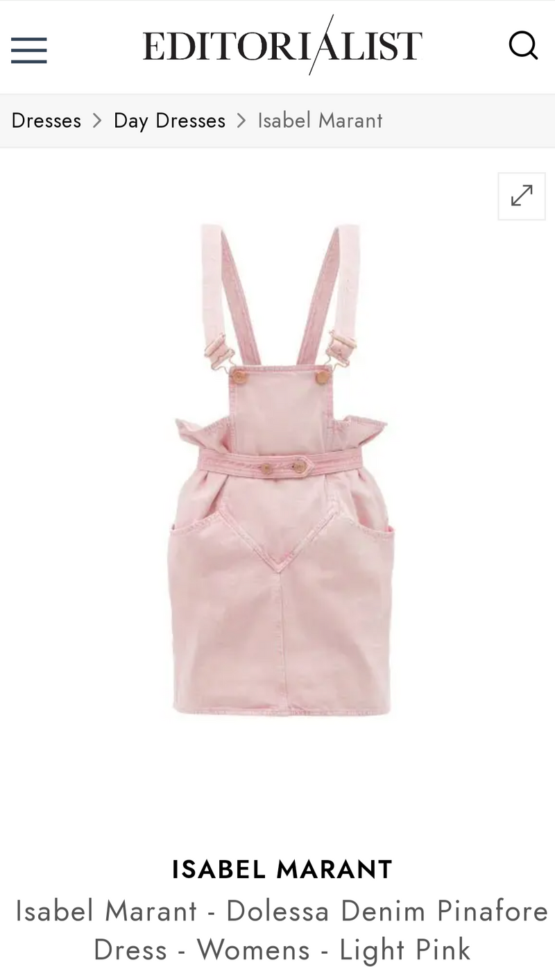 Isabel Marant Pink Denim Square Neck Mini Pinafore Dress