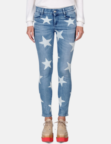 Stella McCartney Star Print Light Blue Skinny Ankle Glazer Star Jeans