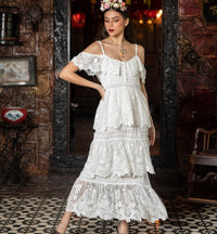 Carrmen Maxi Dress- Boho Snow White, Tulle Batiste