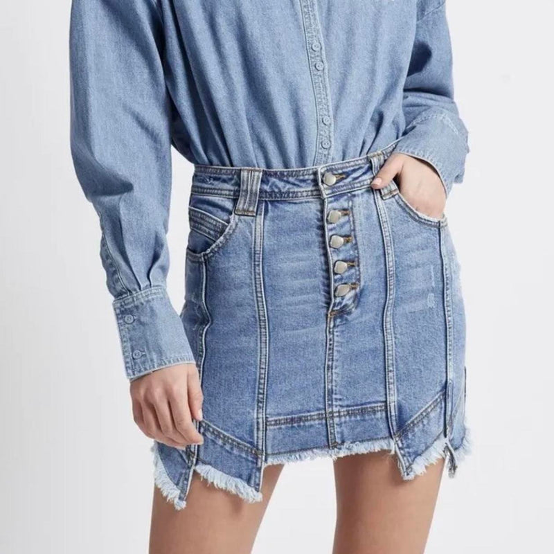 AJE Denim Mini Skirt