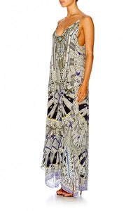 Camilla Silk Multi Layer V Neck Long Dress