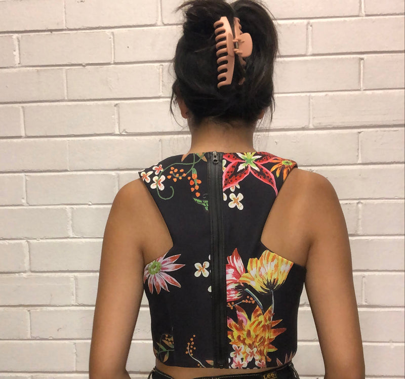 Shakuhachi Painted Print Floral Crop Top