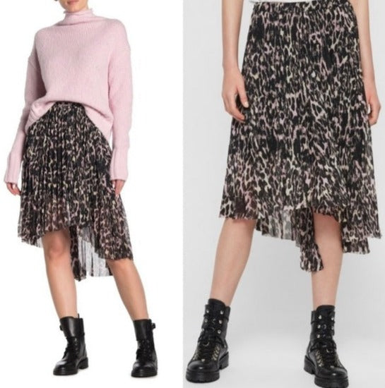 AllSaints Animal Print Asymmetric Skirt