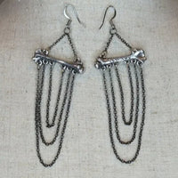 Low Luv By Erin Wasson Silver Boho Bone & Chain Earrings