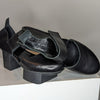 Trippen 'HAPPY BLANK' Black Leather & Rubber Flatform Court Shoes