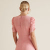 Seed Pleat Party Pink Puff Sleeve Ruffle Mini Dress