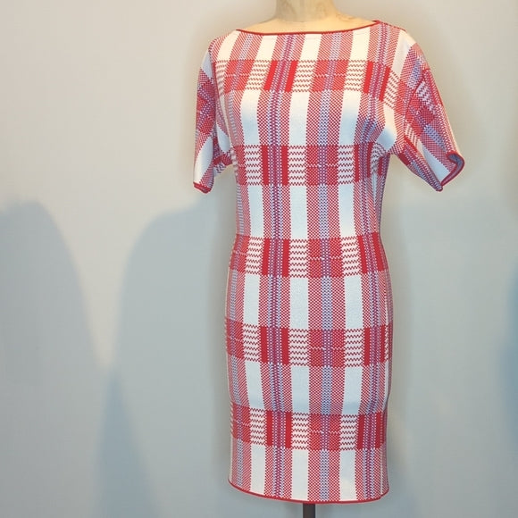 Scanlan Theodore Check/Gingham Structured Crepe Knit Dress