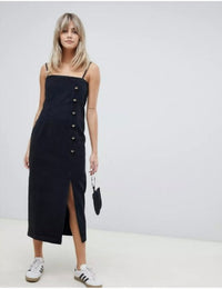 ASOS Black Denim Pinafore Dress