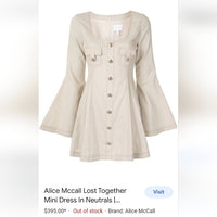 Alice McCall Lost Together Linen Bell Flared Sleeves Mini Dress