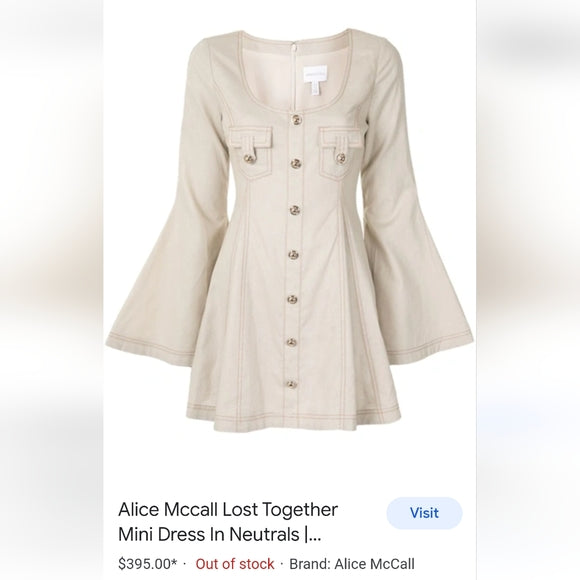 Alice McCall Lost Together Linen Bell Flared Sleeves Mini Dress