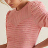 Seed Pleat Party Pink Puff Sleeve Ruffle Mini Dress