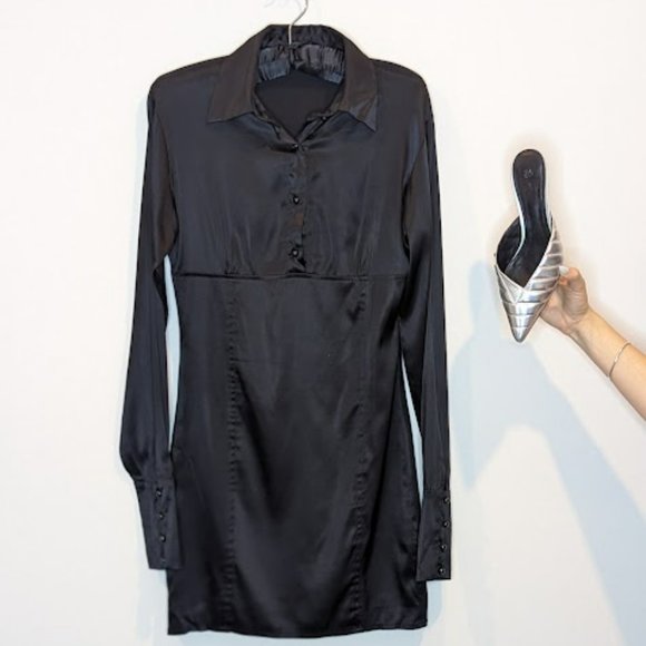 Wayne Cooper Silk Black Longsleeve Dress