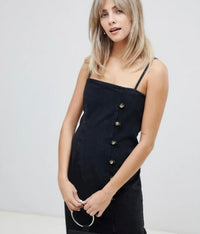 ASOS Black Denim Pinafore Dress