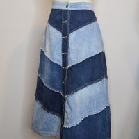 Sass & Bide Denim Patchwork A Line A-Line Midi Skirt