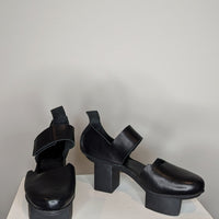 Trippen 'HAPPY BLANK' Black Leather & Rubber Flatform Court Shoes