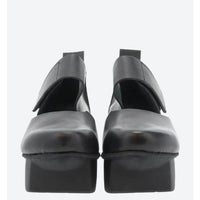 Trippen 'HAPPY BLANK' Black Leather & Rubber Flatform Court Shoes