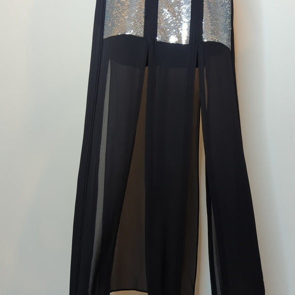 Sass & Bide Black & Silver Sequin Maxi Skirt