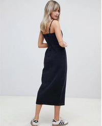 ASOS Black Denim Pinafore Dress