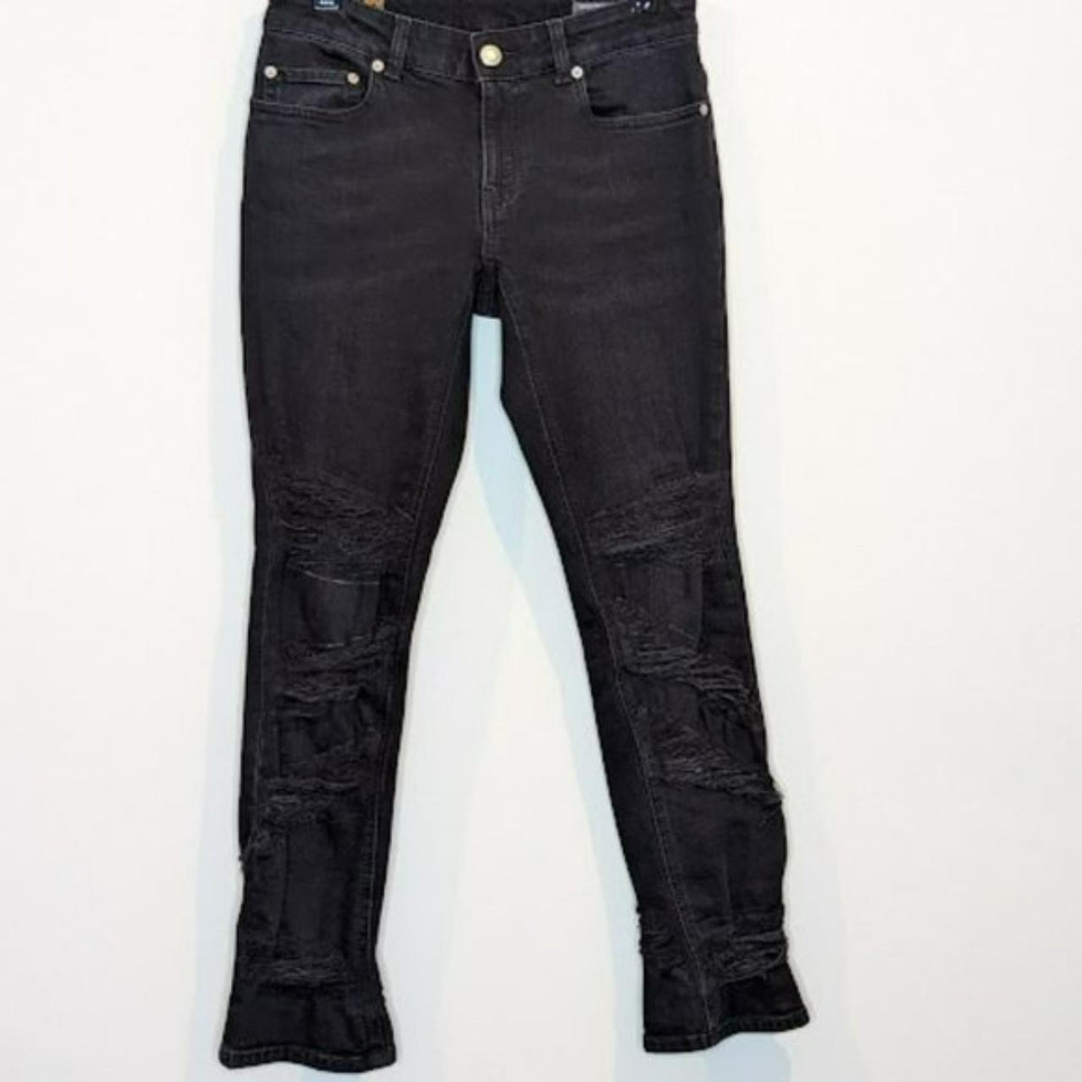 Alexander McQueen Black Slashed Stretch Denim Skinny Leg Jeans