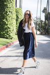 Hello Parry Blue Velvet Pleated Skirt