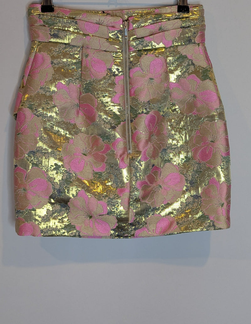 Bec & Bridge Disco Jaquard Meet Me at the Disco Mini Skirt Pink & Gold