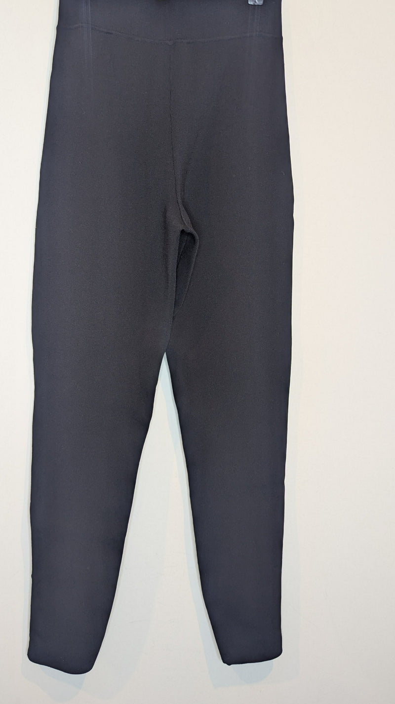 Saba Black Knit Stretch Leggings / Pants Ankle Zips