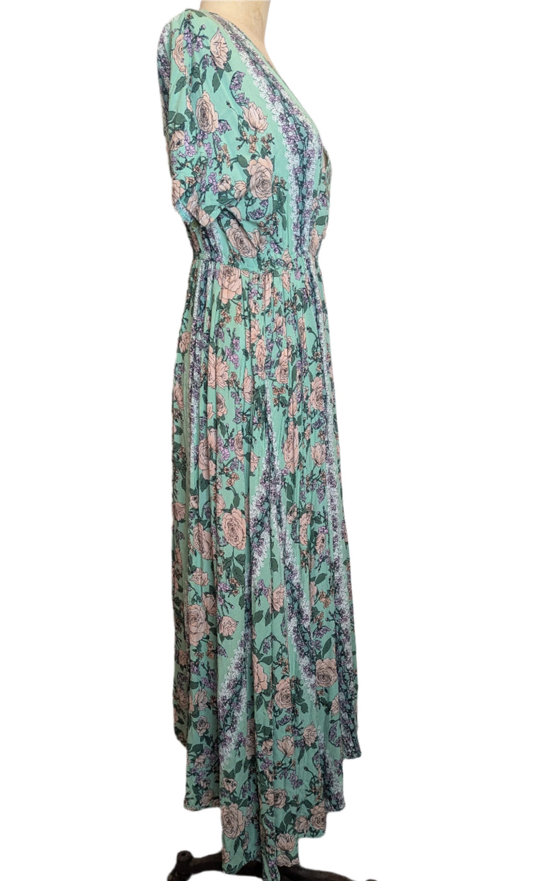 Jaase Mint Floral Maxi Boho Dress