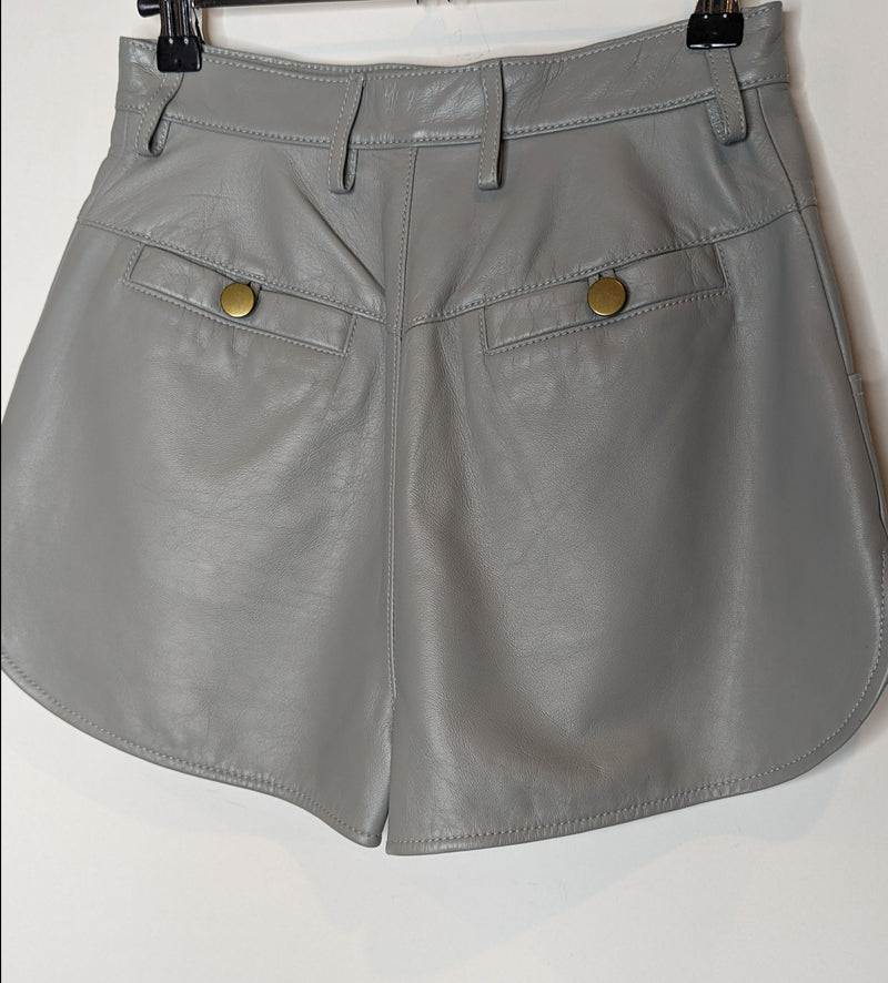 Lover Grey Leather High Waisted Booty Shorts