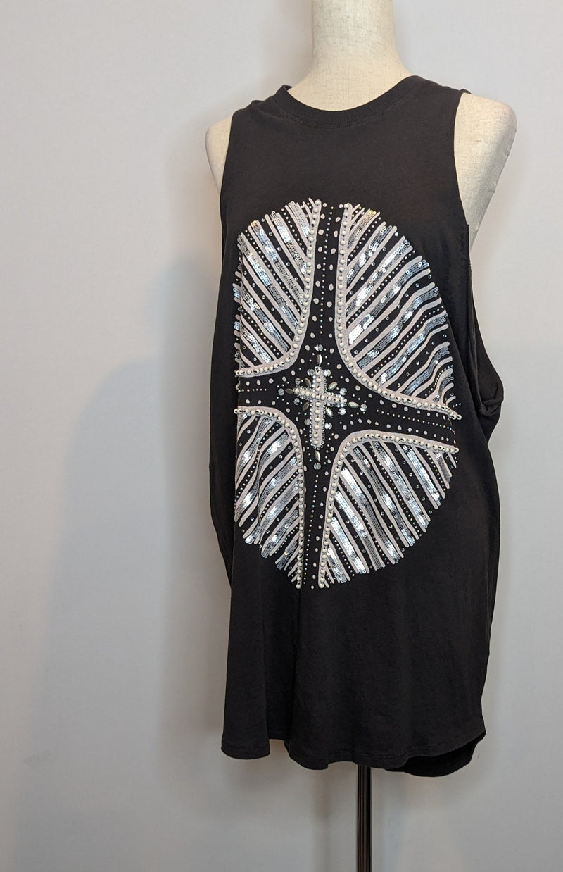 Sass & Bide Sequin & Beaded Geometric Print Top