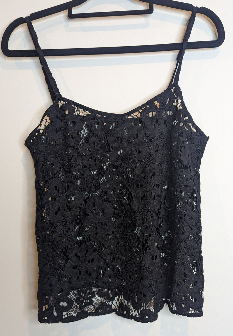 Scanlan Theodore Broderie Anglaise Black Lace Camisole Top