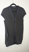 Jil Sander Black Navy Short V neck Wool Dress