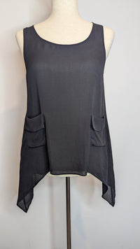 Oroton Black Silk Camisole Tank Top