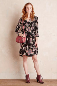 Kachel Black Multicolour Paisley Silk Dress