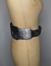 Marnie Skillings Wide Silver Metallic Leather Chain Belt