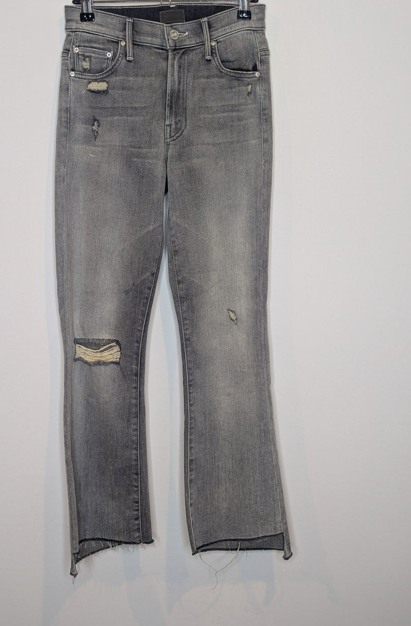 Mother Light Grey Best Left in The ShadowsCrop Step Fray Denim Jeans